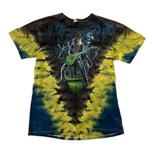 Vintage Halloween Horror Graveyard Slash Tie Dye T-Shirt